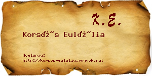 Korsós Eulália névjegykártya